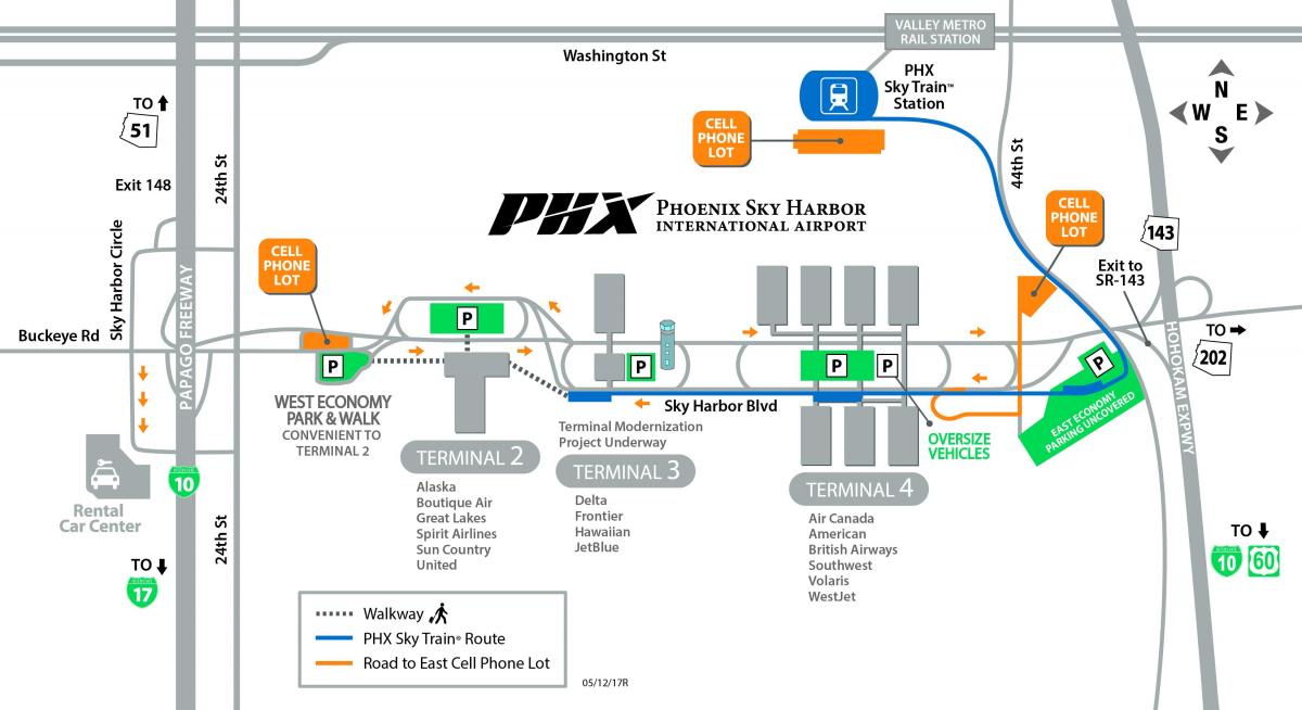 Aeroportul internațional Phoenix arată hartă