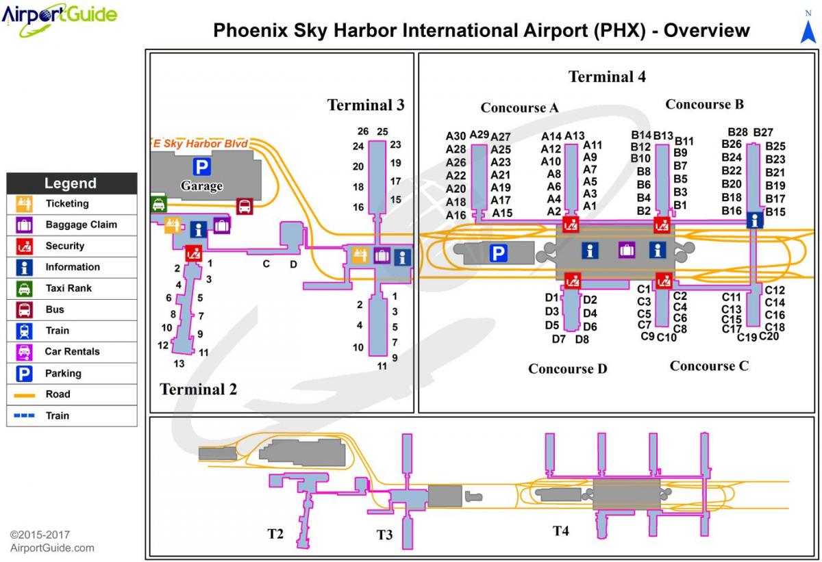 harta Phoenix sky harbor airport
