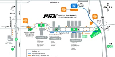 Aeroportul internațional Phoenix arată hartă